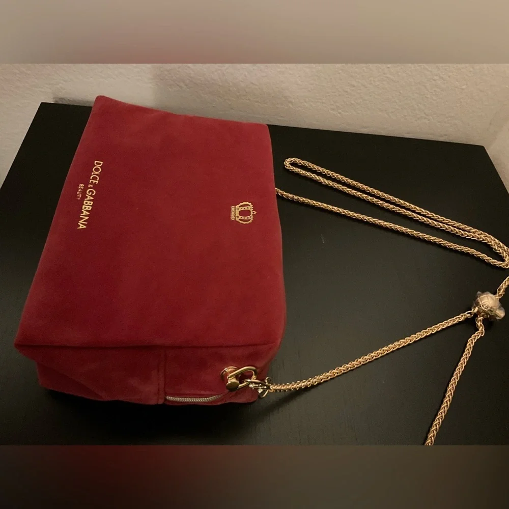 Dolce‎ & Gabbana Red Cosmetic Bag with Gold Accents